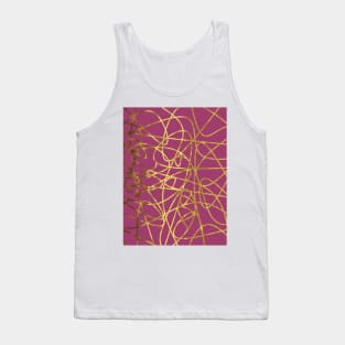 Gold Scribbles On Purple Tank Top